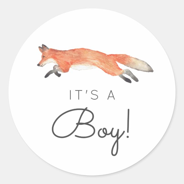 Sticker Rond Baby shower de Fox d'hiver (Devant)