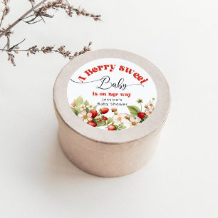 Sticker Rond Baby shower de fraise Berry