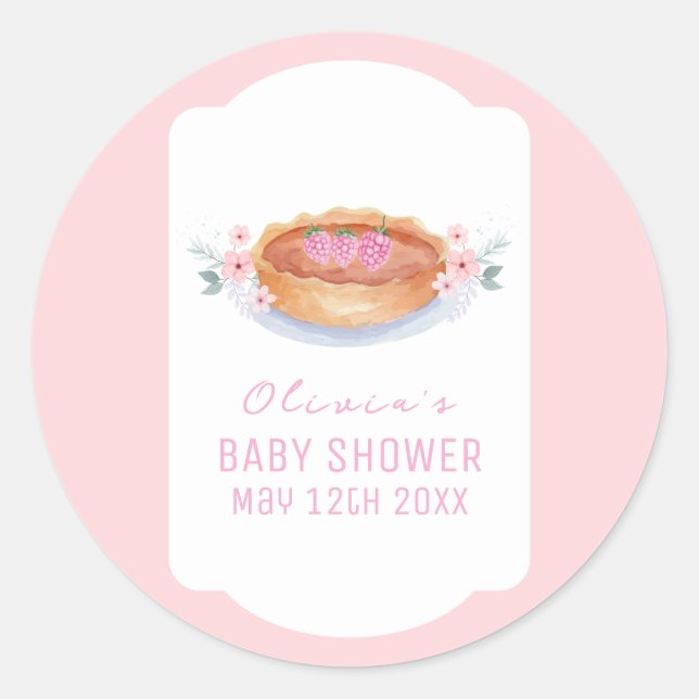 Sticker Rond Baby shower de framboise à la croûte à la crème do (Devant)