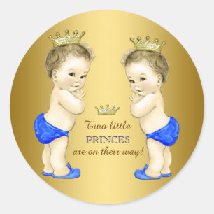 Sticker Rond Baby shower de garçon Prince Twin