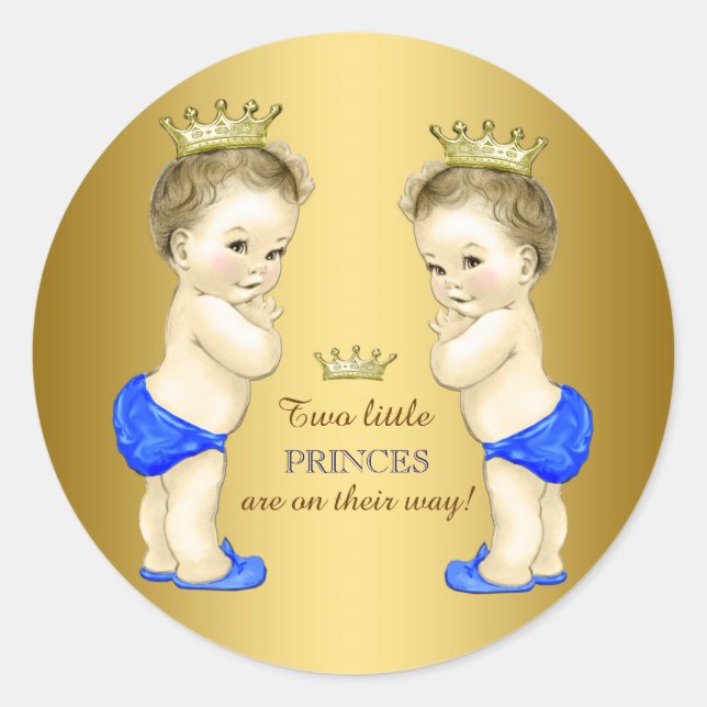 Sticker Rond Baby shower de garçon Prince Twin (Devant)
