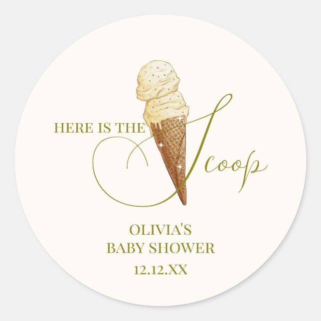 Sticker Rond Baby shower de glace écossais moderne (Devant)