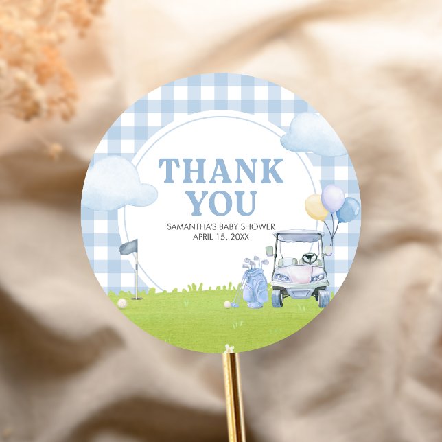 Sticker Rond Baby Shower de golf Little Putter (Golf Little Putter Baby Shower Sticker)