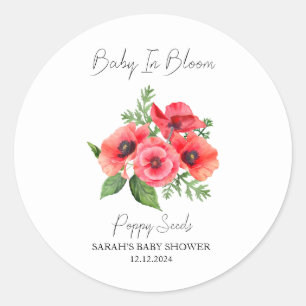 Sticker Rond Baby shower de graines de pavot Bloom l