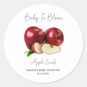 Sticker Rond Baby shower de graines de pomme en fleurs