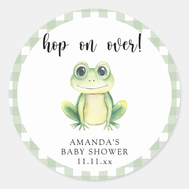 Sticker Rond Baby shower de grenouille aquarelle (Devant)