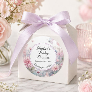 Sticker Rond Baby shower de jardin de fées