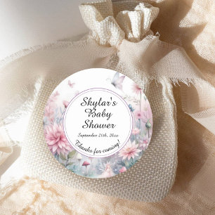 Sticker Rond Baby shower de jardin de fées