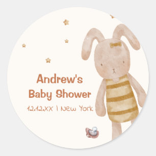 Sticker Rond Baby shower de jouet Boho Bunny minimaliste mignon