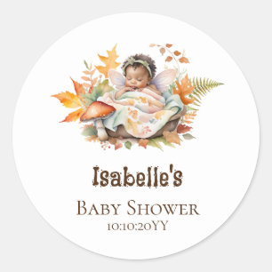 Sticker Rond Baby shower de la fleur de bois d'automne