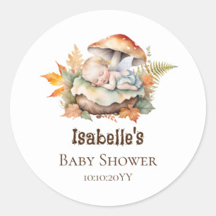 Sticker Rond Baby shower de la fleur de bois d'automne