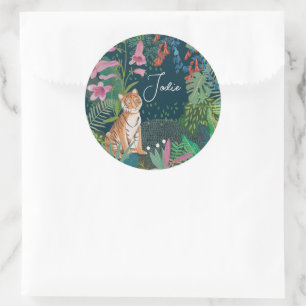 Sticker Rond Baby shower de la jungle de Tigre