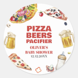 Sticker Rond Baby shower de la loupe de bière Mama Mia Pizza