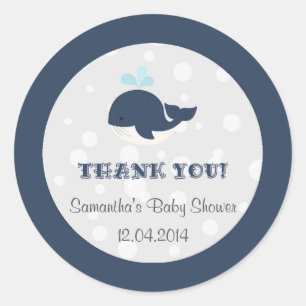 Sticker Rond Baby shower de la marine Blue Ocean Whale