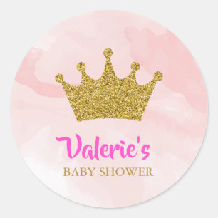 Sticker Rond Baby shower de la Parties scintillant Princess Gol