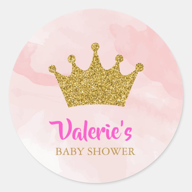 Sticker Rond Baby shower de la Parties scintillant Princess Gol (Devant)