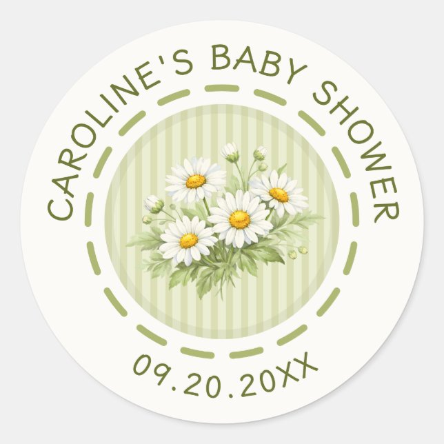 Sticker Rond Baby Shower de la petite Daisy (Devant)