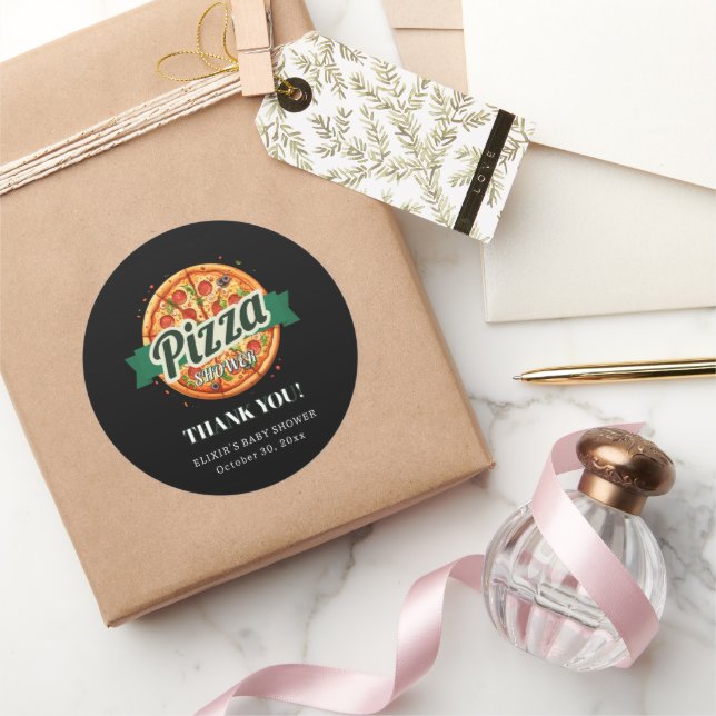 Sticker Rond Baby shower de la Pizza moderne (Cadeaux)