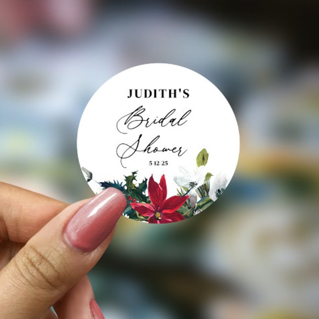Sticker Rond  Baby Shower de la Poinsettia d'hiver  (Créateur téléchargé)