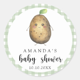 Sticker Rond Baby shower de la pomme de terre