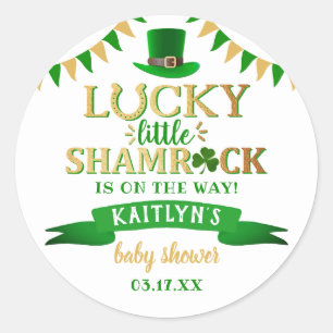 Sticker Rond Baby shower de la Saint-Patrick du Petit Shamrock