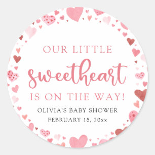 Sticker Rond Baby shower de la Saint Valentin Pink Little Sweet