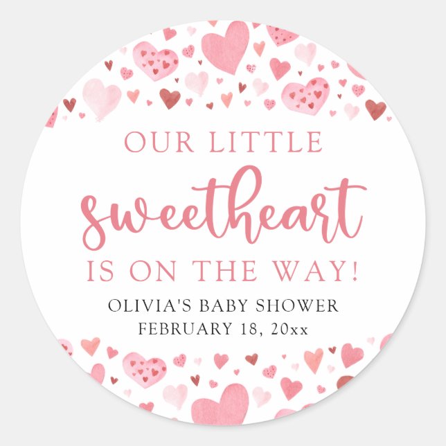 Sticker Rond Baby shower de la Saint Valentin Pink Little Sweet (Devant)