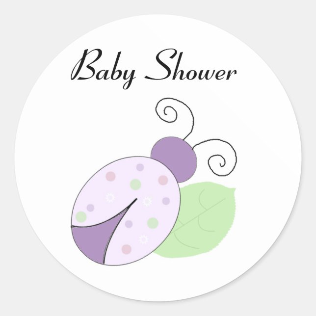 Sticker Rond Baby shower de Ladybug violet (Devant)