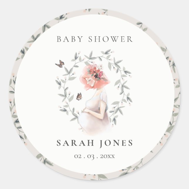Sticker Rond Baby shower de liage pour femmes élégantes (Devant)