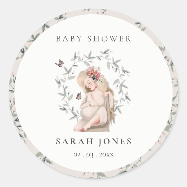 Sticker Rond Baby shower de liage pour femmes élégantes (Devant)