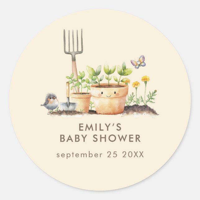Sticker Rond Baby shower de Little Sprout Plantes nature (Devant)
