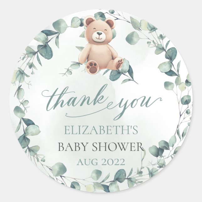 Sticker Rond Baby shower de l'ours (Devant)