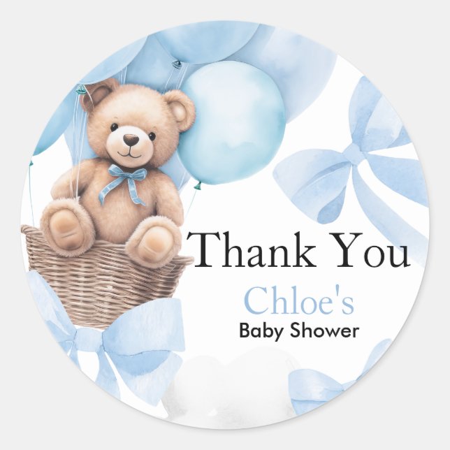 Sticker Rond Baby shower de l'ours (Devant)