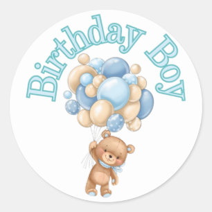 Sticker Rond Baby shower de l'ours de garçon d'anniversaire