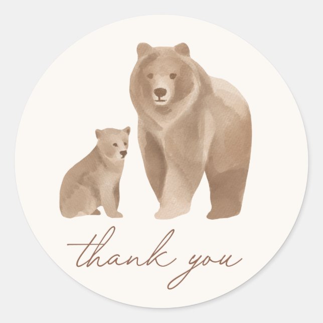 Sticker Rond Baby shower de l'ours des bois (Devant)