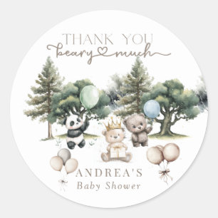 Sticker Rond Baby shower de l'ours des bois d'attente précoce