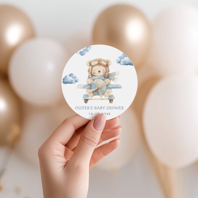 Sticker Rond Baby shower de l'ours en peluche (Créateur téléchargé)