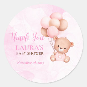 Sticker Rond Baby shower de l'ours en peluche Boho