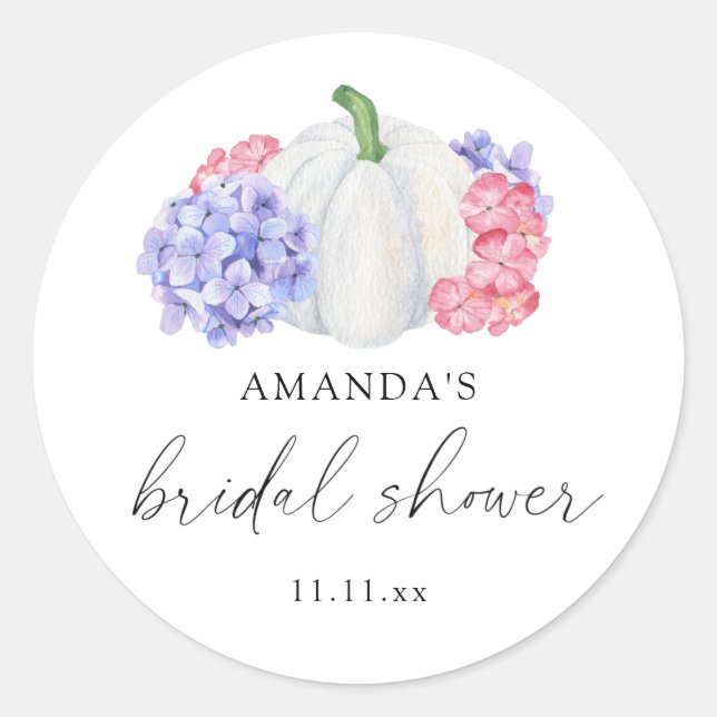 Sticker Rond Baby shower de mariage aux fleurs de citrouille bl (Devant)