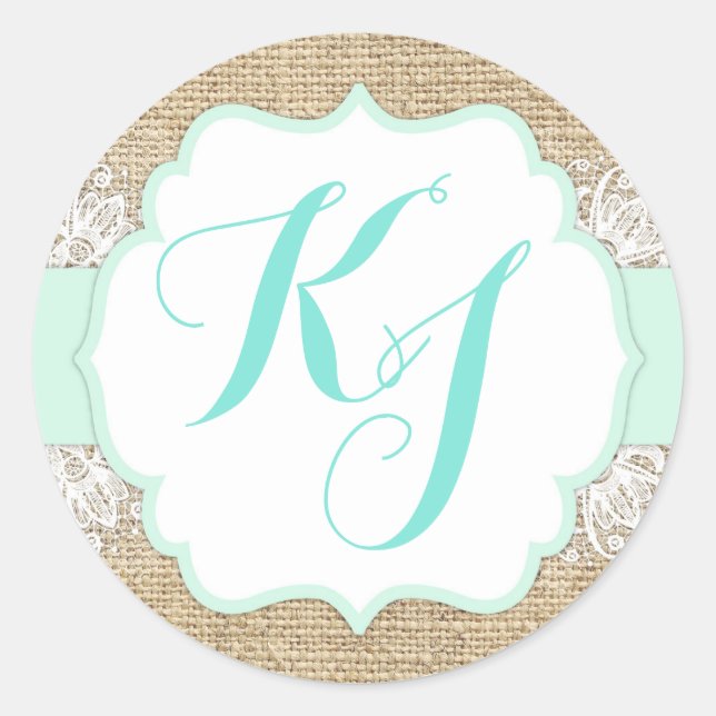 Sticker Rond Baby shower de mer en dentelle de Burlap Rustique  (Devant)