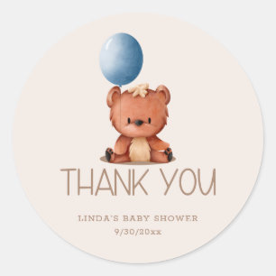 Sticker Rond Baby shower de Merci de ballons à oreille mûre
