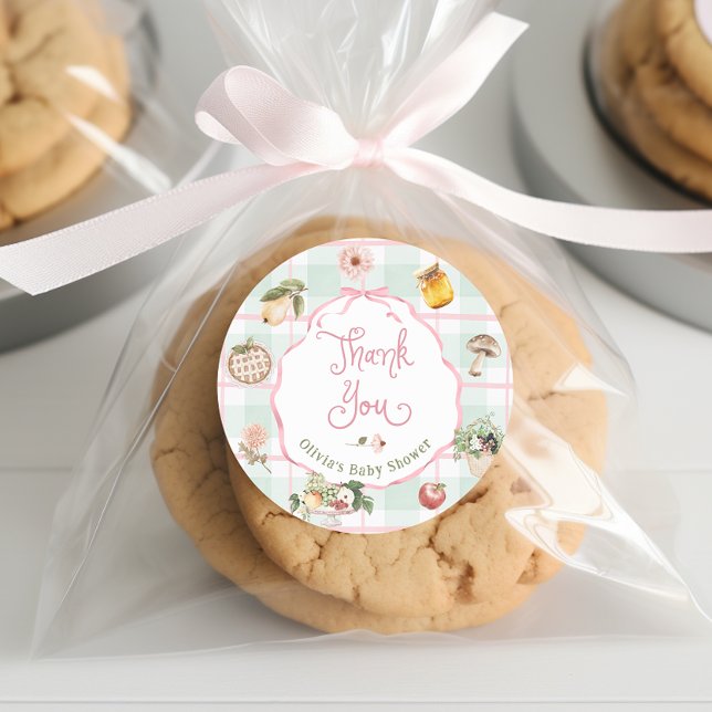 Sticker Rond Baby shower de Merci de  cultivé localement (Créateur téléchargé)