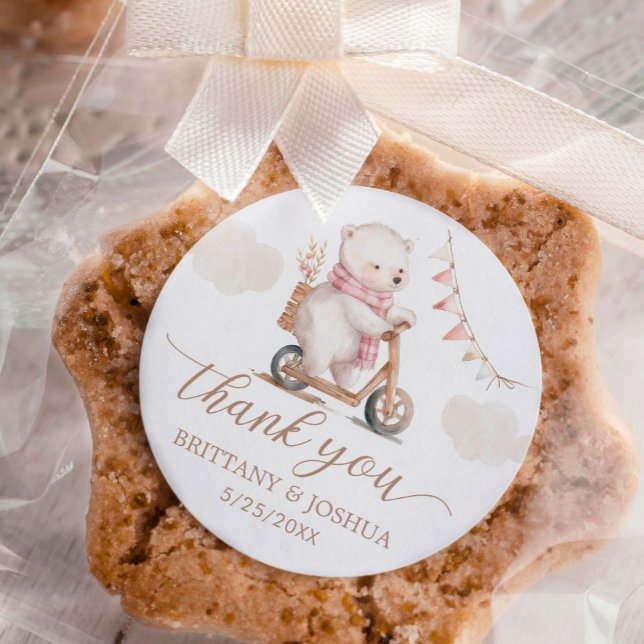 Sticker Rond Baby shower de Merci de fille d'attente précoce (Créateur téléchargé)