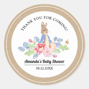 Sticker Rond Baby shower de Merci de lapin doux