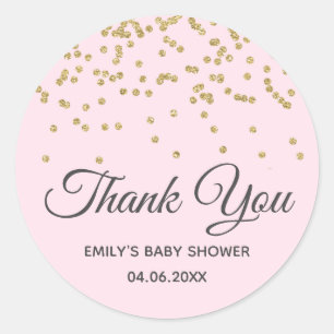 Sticker Rond Baby shower de Merci de Parties scintillant en or