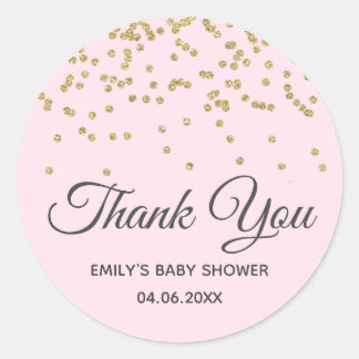 Sticker Rond Baby shower de Merci de Parties scintillant en or 