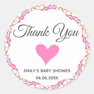 Sticker Rond Baby shower de Merci de  rose et or