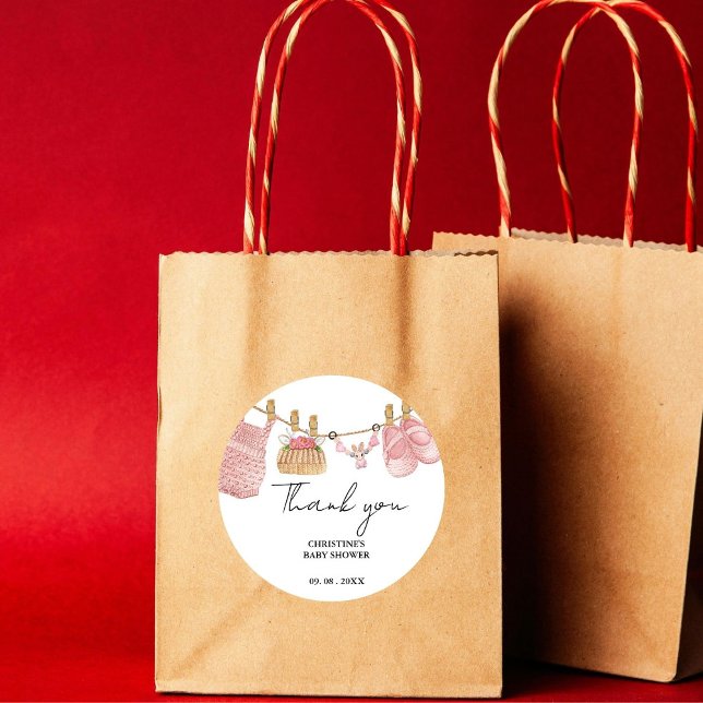 Sticker Rond Baby shower de Merci pour bébé de Bohême (Créateur téléchargé)