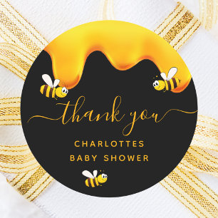 Sticker Rond Baby shower de miel doux pour les abeilles à bosse