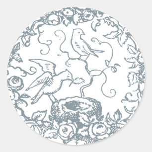 Sticker Rond Baby shower de nid d'oiseaux doux Vintages